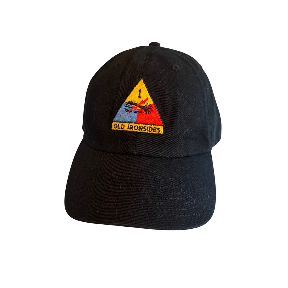 47 Brand Hat Black Old Ironsides 1st Armored Division Military Embroidered Cap